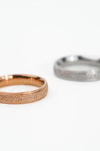 Close-up of sandblasted frosted texture on matte ring