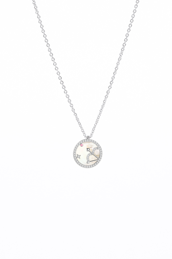 SAGITTARIUS Mother of Pearl Sterling Silver Necklace