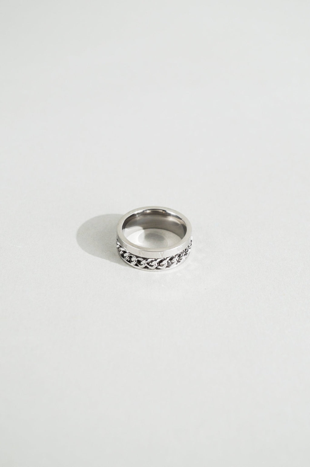 MNML Phoenix Numerals Chain Ring in stainless steel silver — front view, Roman numerals ring Malaysia