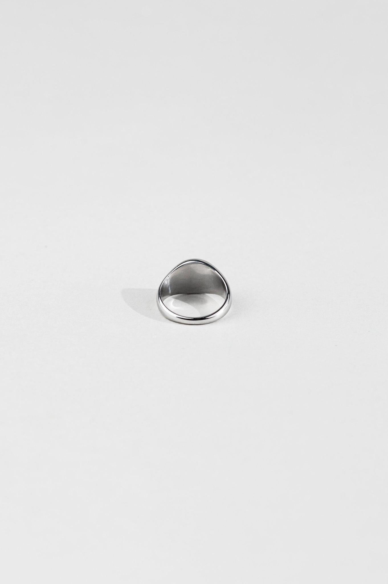 modern classic signet ring stainless steel back view