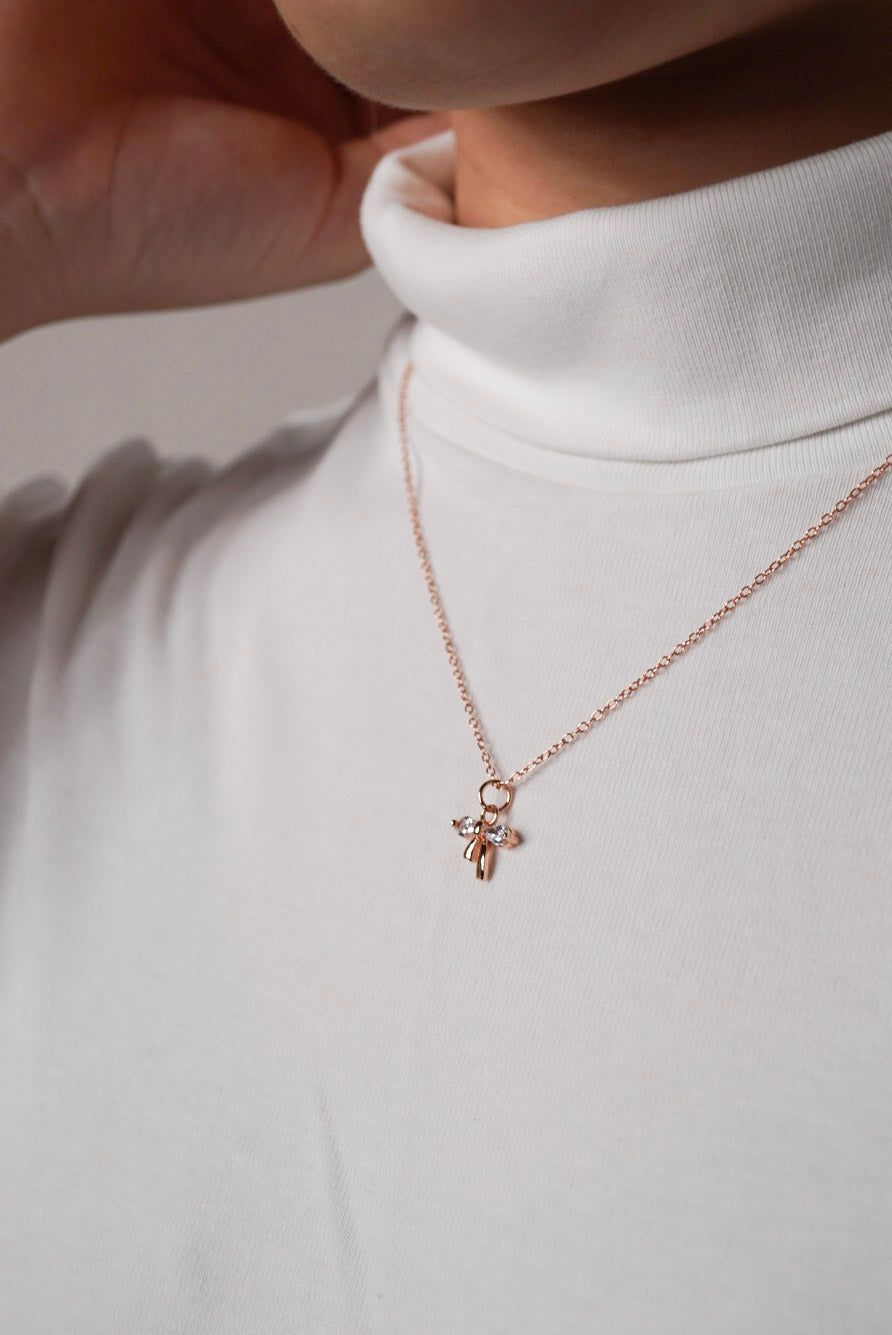 Rose gold ribbon necklace