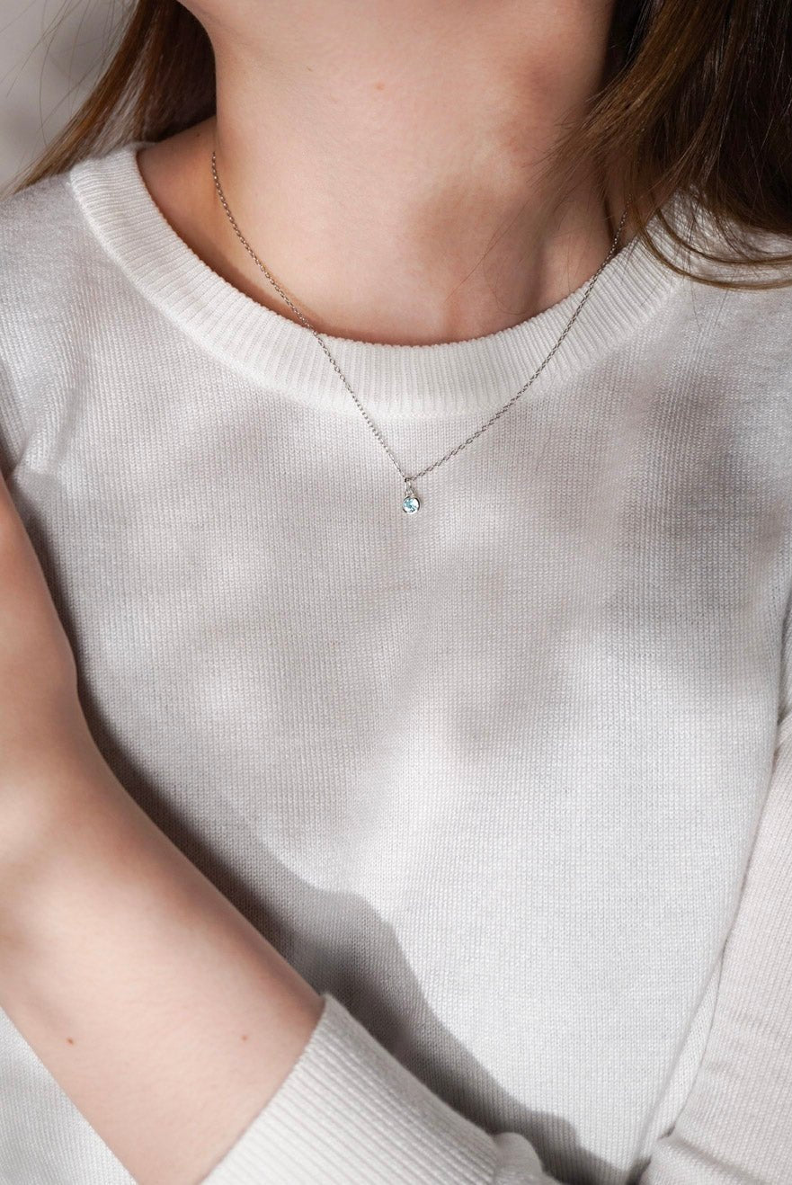 BIJOU Birthstone Sterling Silver Necklace - Minimalist Lab