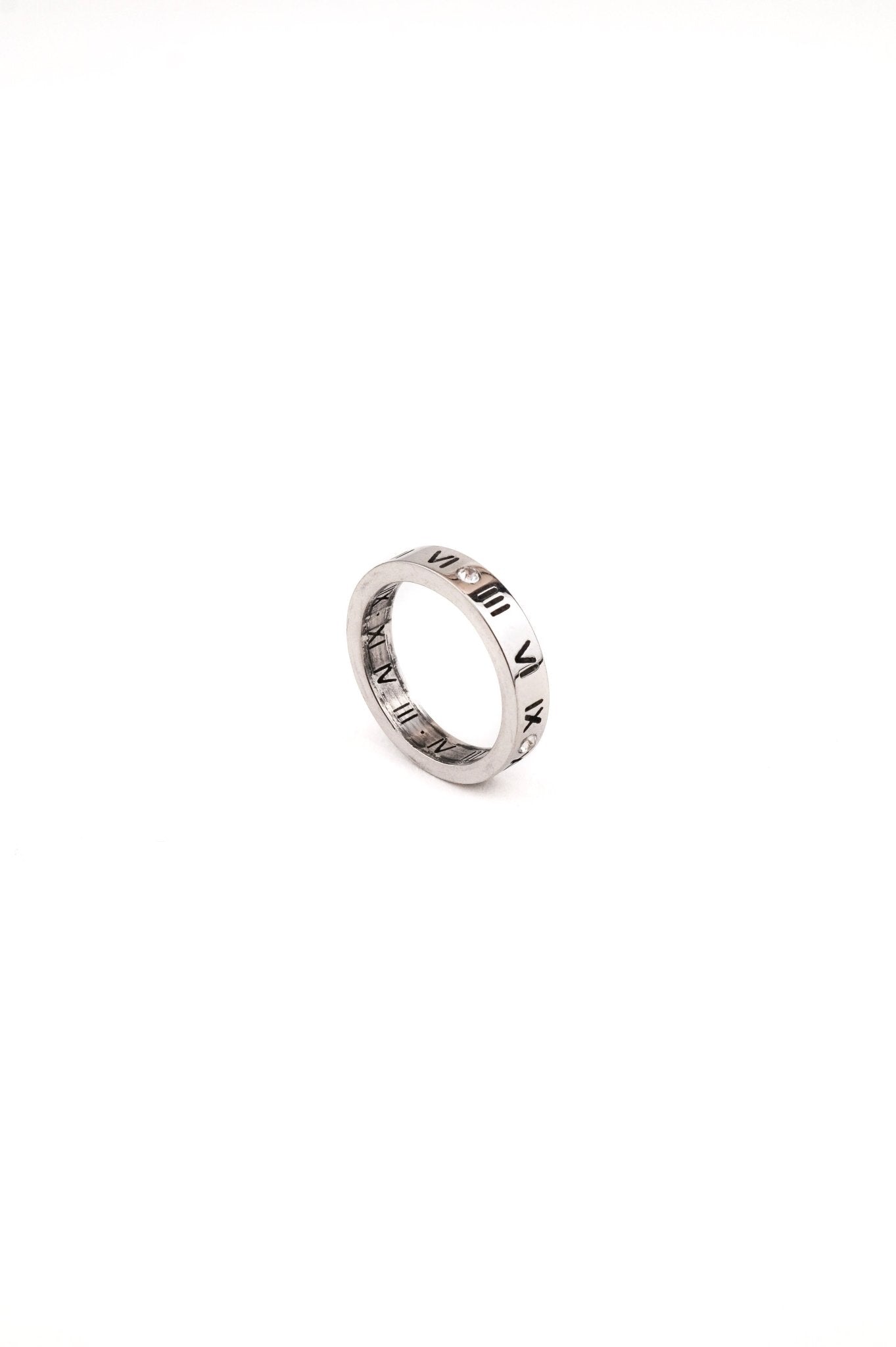 roman numeral ring silver stainless steel